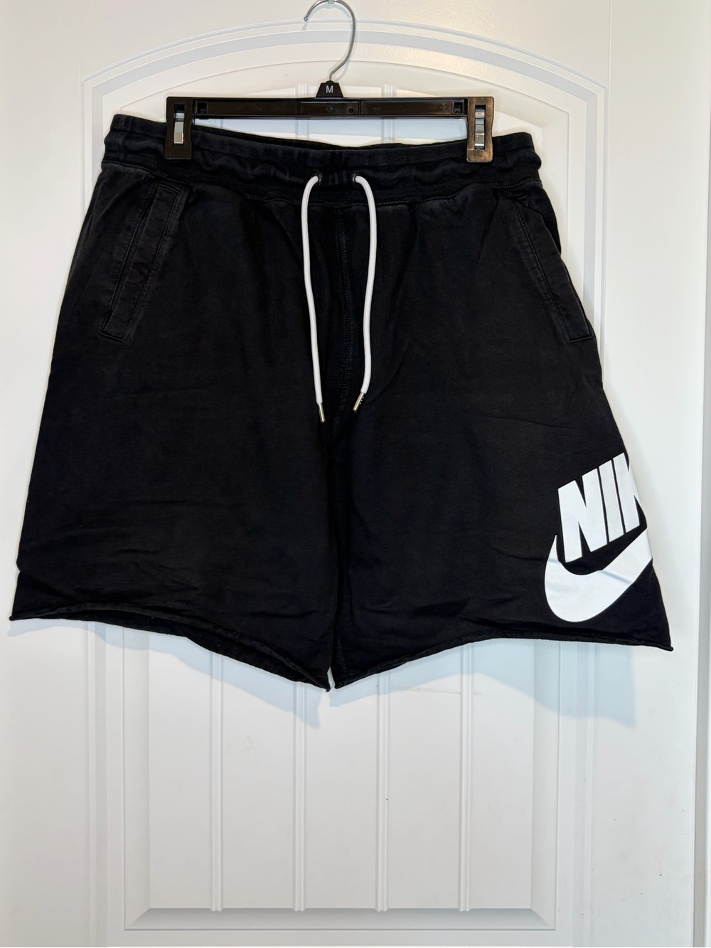 Nike Men’s Black Athletic Shorts with White Logo